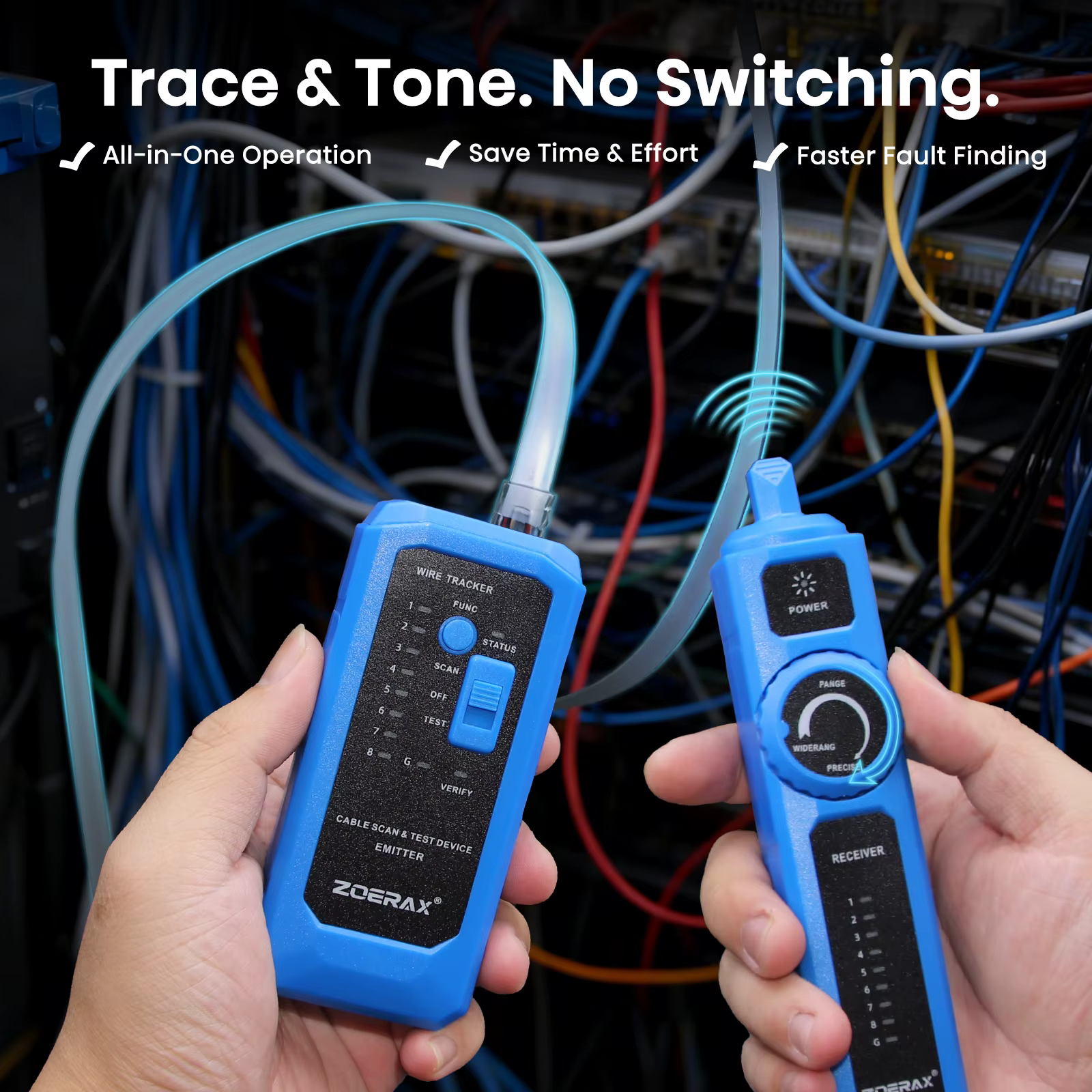 ZoeRax-probador de Cable de red LAN Ethernet, rastreador de Cable telefónico POE RJ45 RJ11, sonda ABS mejorada, buscador de línea de alta sensibilidad - imagen 3