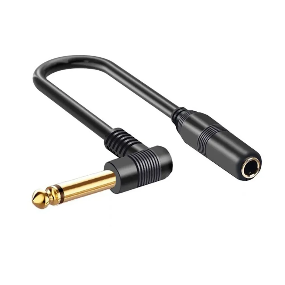 Ángulo de 90 grados, conector Mono TS de 6,35mm, Cable estéreo TRS de 6,5 MM, Cable corto de extensión de Audio macho a hembra para mezclador de bajo y guitarra - imagen 2