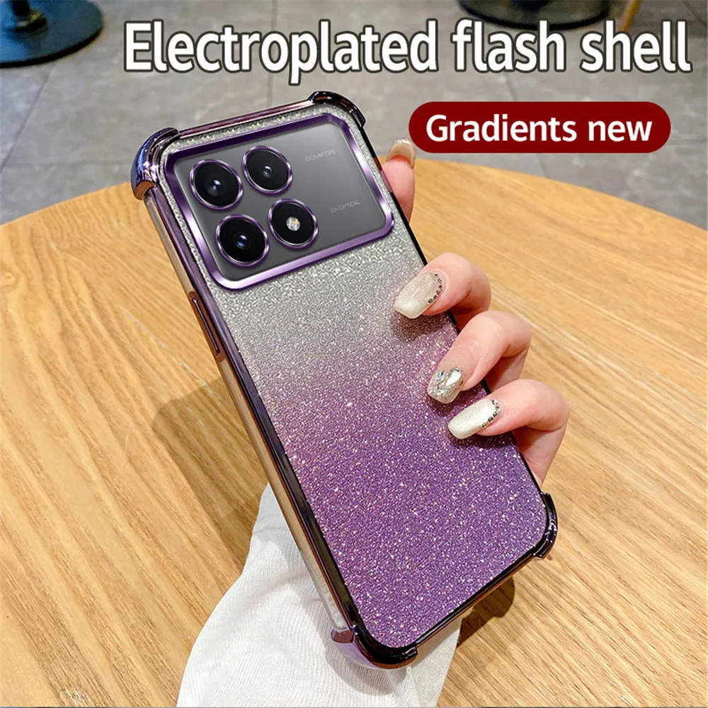 Funda de teléfono transparente a prueba de golpes, cubierta de silicona suave con purpurina para Xiaomi Mi Poco M6 Pro 4G X5 X3 X6 Pro X3 NFC C65 13T 12T Pro - imagen 3