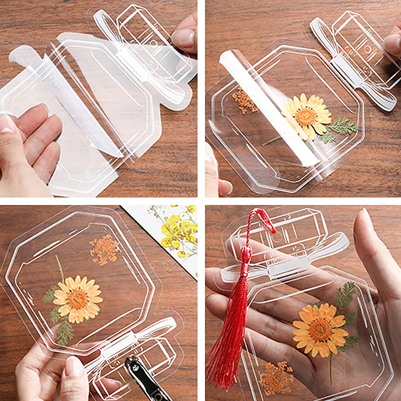 20pcs Bookmarks Kids Creative DIY Transparent Bookmarks For Dried Flowers Plant Samples Bookmarks Personalized Glassware Drie