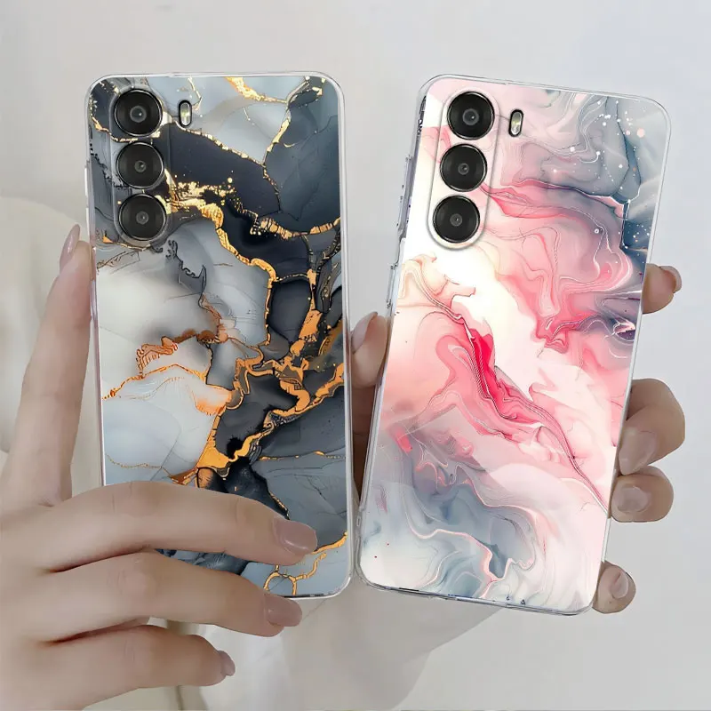 Funda de lujo para ZTE Nubia S 5G, funda transparente para ZTE Nubia S 5G, funda de teléfono de silicona suave transparente, gato, flor, mariposa, mármol - imagen 2