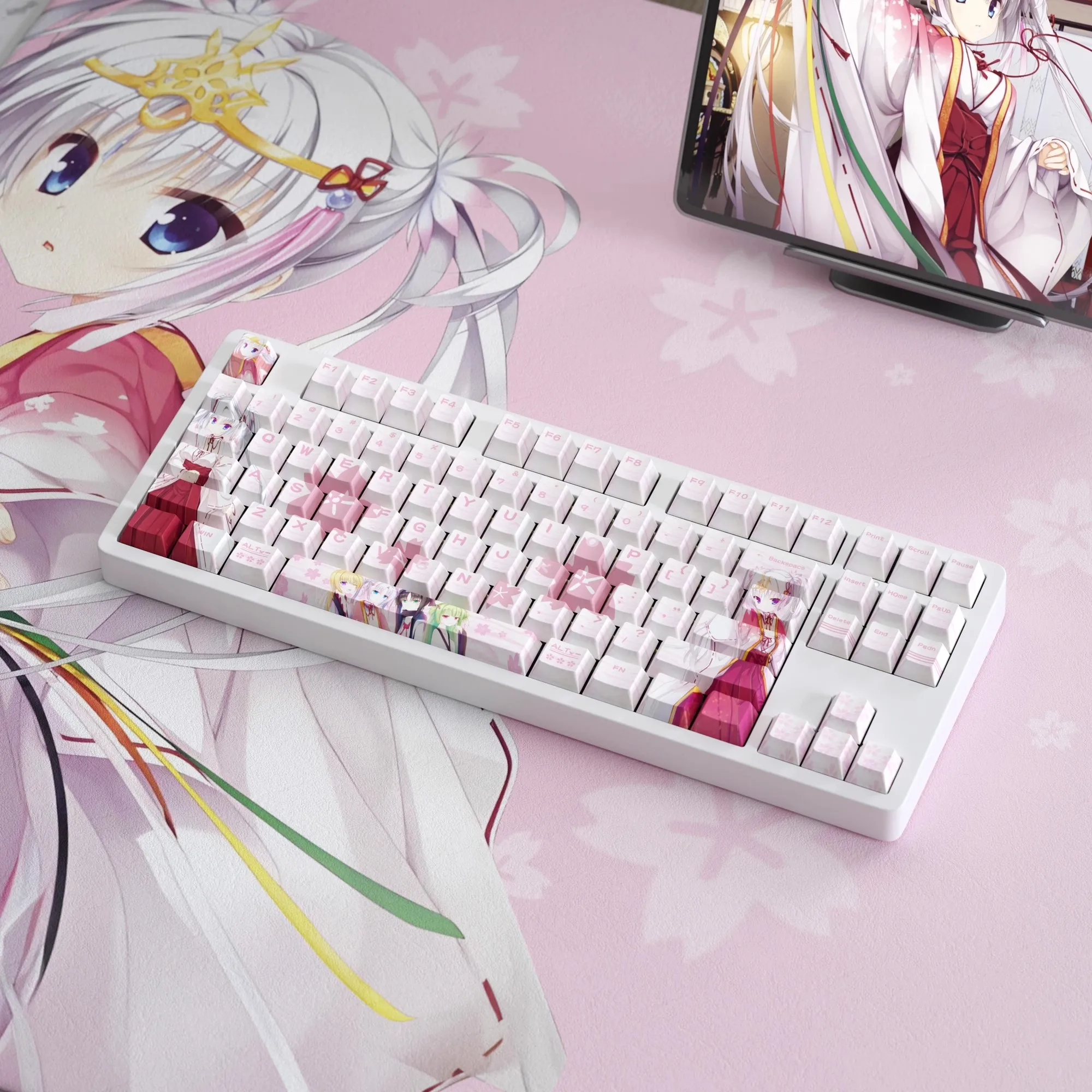 125 teclas Senren Banka Tomotake Yoshino Keycaps PBT tinte subcama Anime teclas de dibujos animados perfil de cereza retroiluminado Keycap para interruptor MX - imagen 3