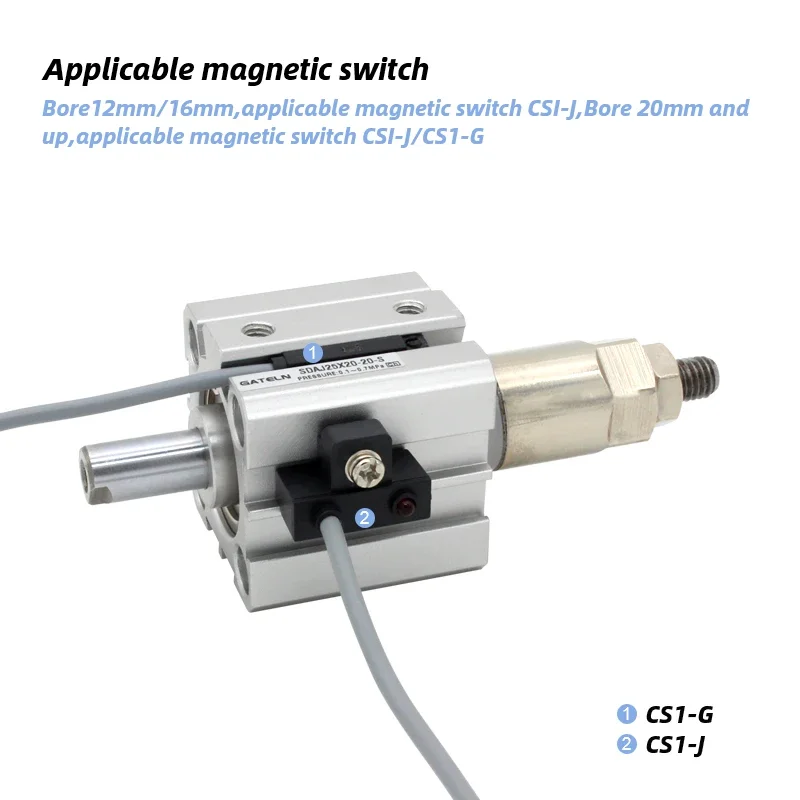 Cilindro de aire compacto de carrera ajustable serie SDAJ16 de doble efecto SDAJ16x20-20S SDAJ16X30-20S-B SDAJ16X40-30 - imagen 5