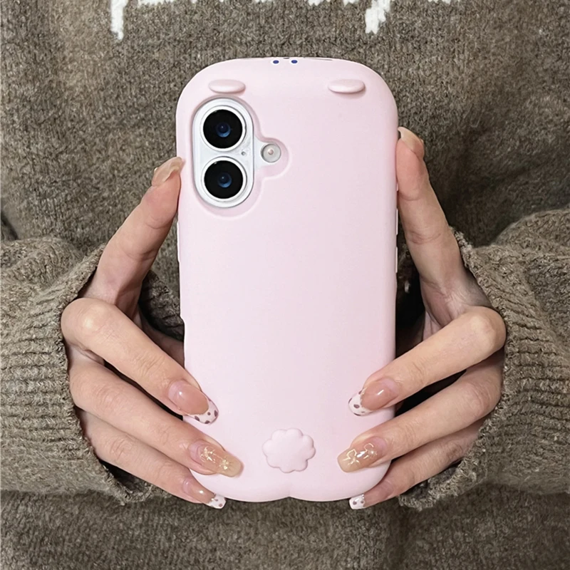 Funda de silicona suave con bonito gato 3D de dibujos animados para iPhone 16 15 13 14 Pro Max, funda trasera de teléfono a prueba de golpes para chica encantadora - imagen 5
