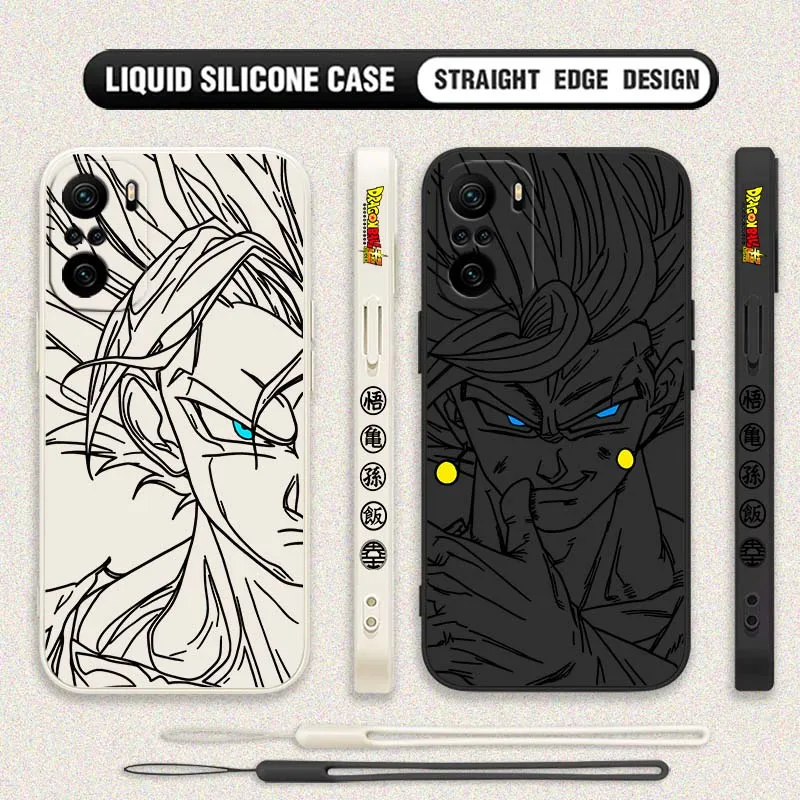 D-Dragon Ball Goku Anime Cool funda para Xiaomi Redmi Note 14 13 12 11 10 9 8 Pro Plus 4G 5G funda de teléfono con cuerda izquierda líquida - imagen 2