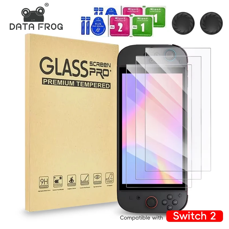 DATA FROG Switch 2 Tempered Glass 9H Hardness | HD Anti-Scratch Screen Protector with Bubble-Free Installation