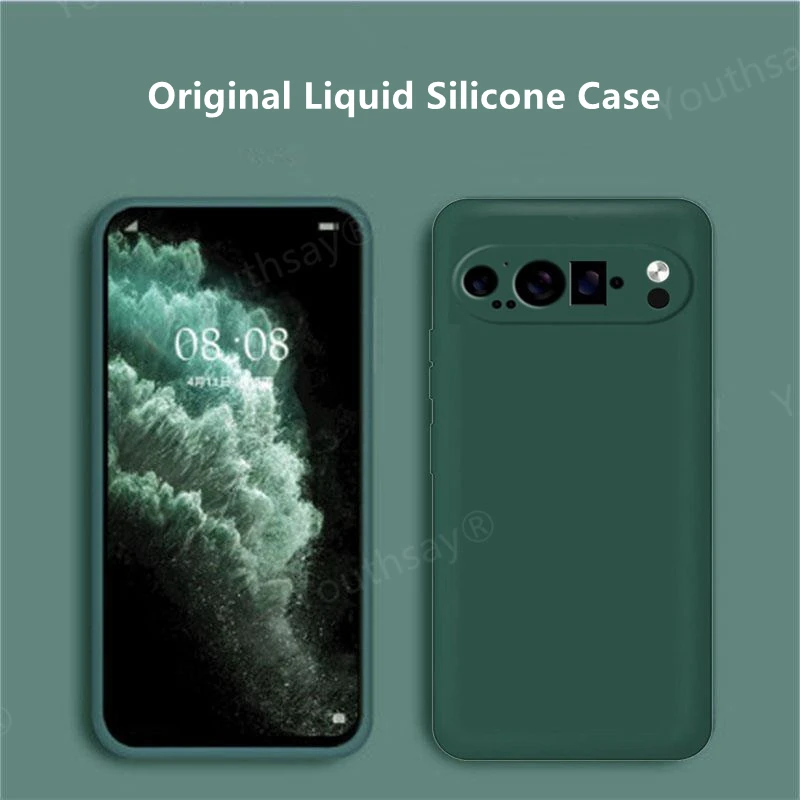Funda de lujo para Google Pixel 9 Pro XL, carcasa trasera suave de silicona líquida Original, Pixel 9, 8 Pro, 8A
