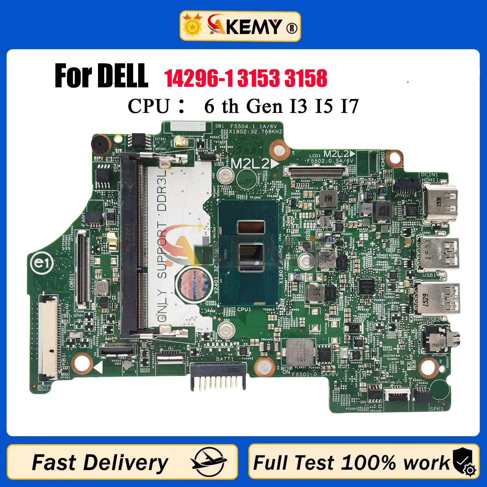 Placa base 14296-1 para DELL Inspiron 11 3153 3158 7359 7368 placa base para ordenador portátil con i3 i5 i7 CN-004R7J 004R7J DDR3 100% probado OK