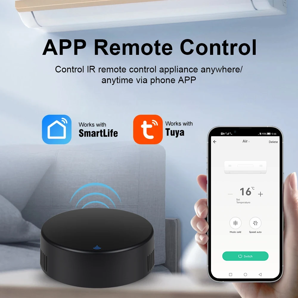 Tuya WiFi RF IR Control remoto 433MHz/315MHz para hogar inteligente a través de Smart Life para aire acondicionado todas las TV compatibles con Alexa, Google Home - imagen 2