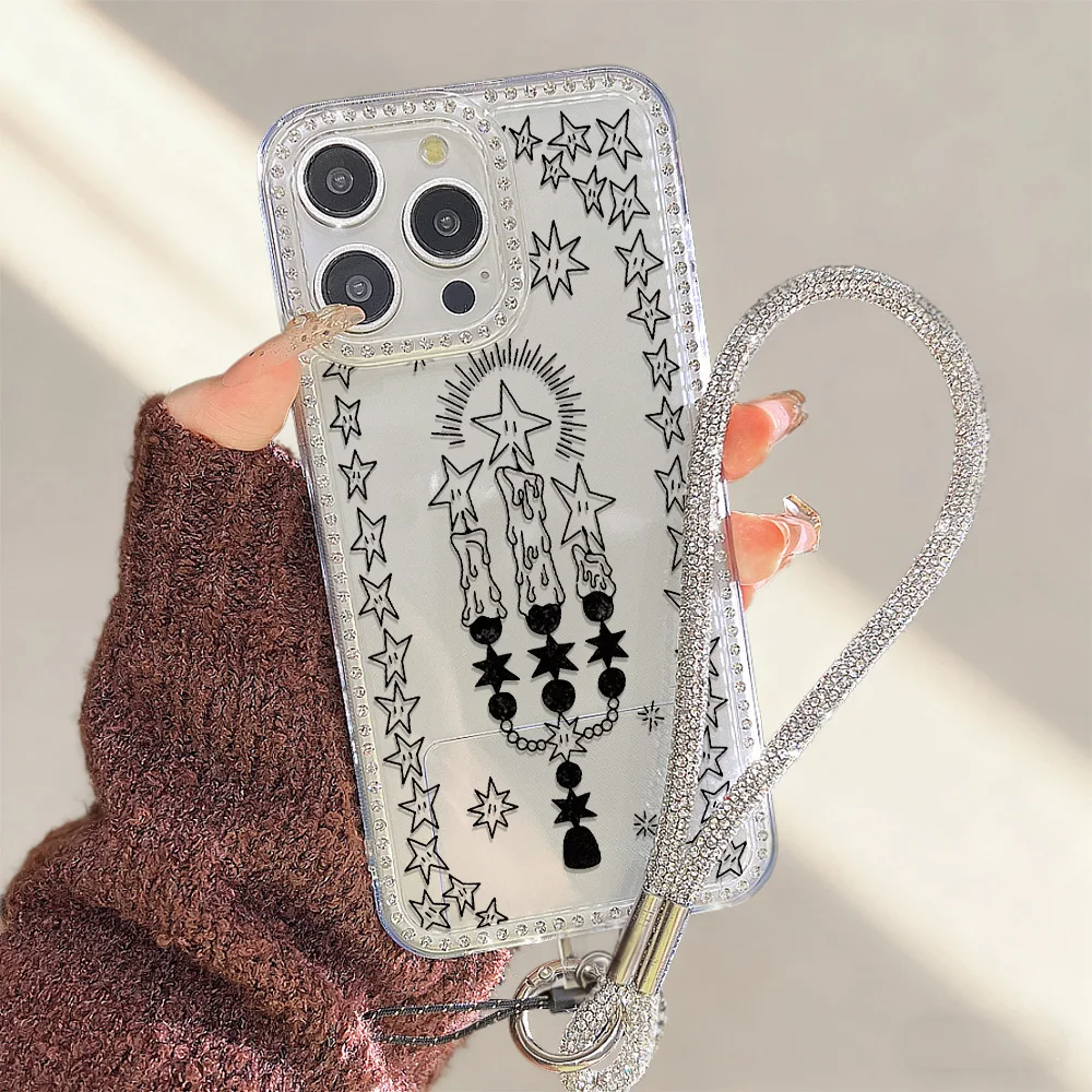 Glitter Bling teléfono cordón diamante Funda para iPhone 17 Funda iPhone 17 Air 16 Pro Max 15 14 13 12 11 Rosa amor claro suave cubierta - imagen 4