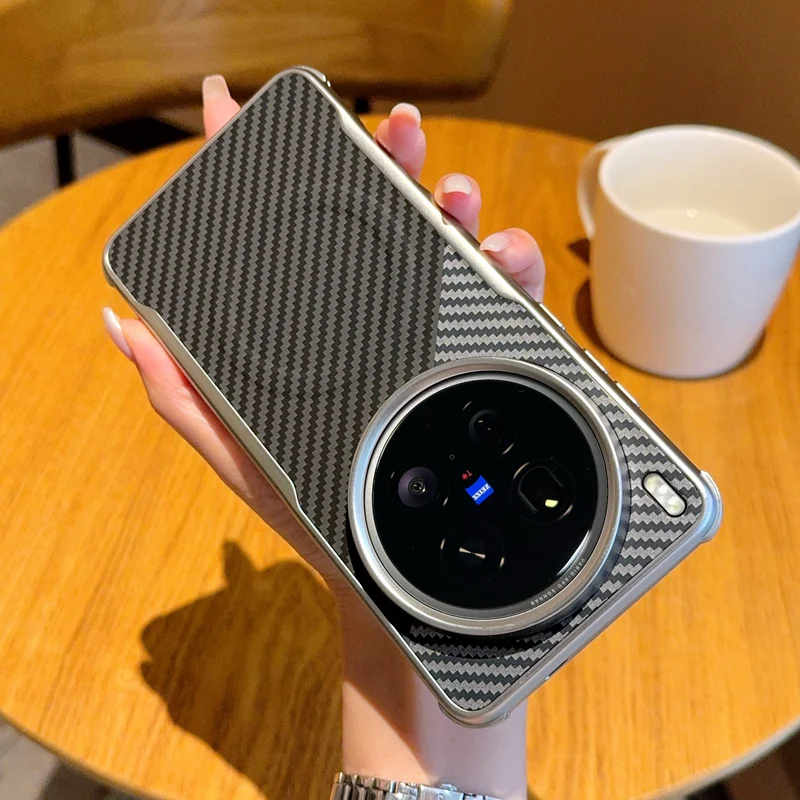 Para VIVO X300 Pro funda dura de fibra de carbono magnética carga inalámbrica cubierta protectora trasera para VIVO X200 Pro Mini X200S Shell - imagen 3