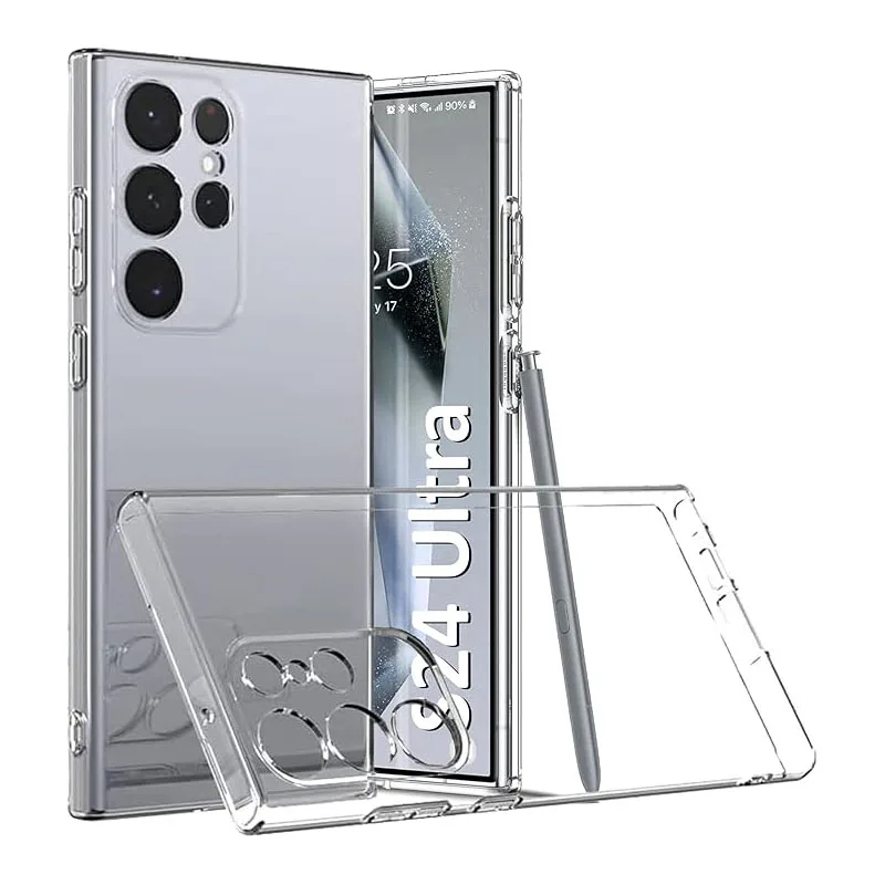 Funda blanda de silicona transparente Original para Samsung Galaxy S24 Ultra S23 S22 S21 Ultra Plus FE, fundas transparentes de lujo S25 a prueba de golpes