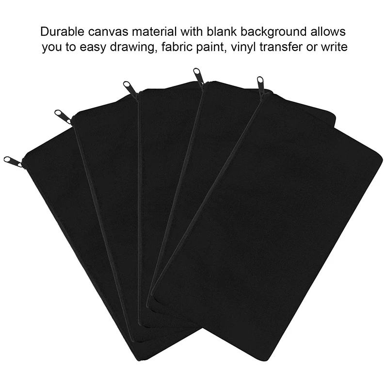 Bolsas de lona con cremallera para maquillaje, estuche en blanco para lápices, manualidades, bolsa para viaje, Escuela de manualidades, 30 piezas - imagen 2