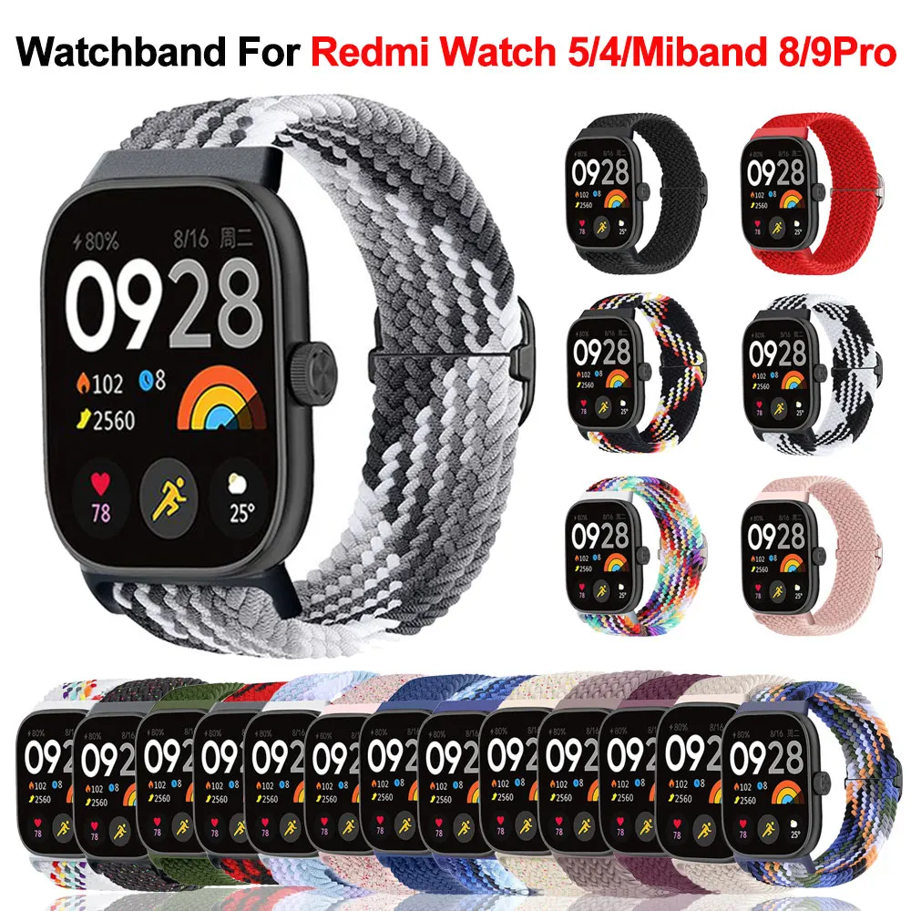 Correa deportiva de nailon trenzado para Xiaomi Redmi Watch 5 4, Correa de repuesto para muñeca, pulsera para Xiaomi Miband 8 pro