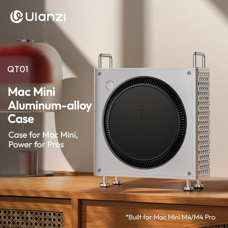 Ulanzi QT01 Mac Mini funda de aleación de aluminio para Mac Mini M4/M4 Pro con soporte lateral magnético funda protectora a prueba de polvo y golpes - imagen 2