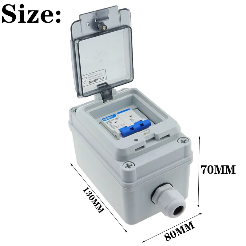 Caja de distribución eléctrica impermeable para exteriores IP65, disyuntor Solar AC DC MCB 63A RCBO, caja de cables de conexiones de plástico ABS - imagen 4