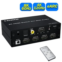 Conmutador HDMI 8K 48Gbps con Extractor de Audio eARC