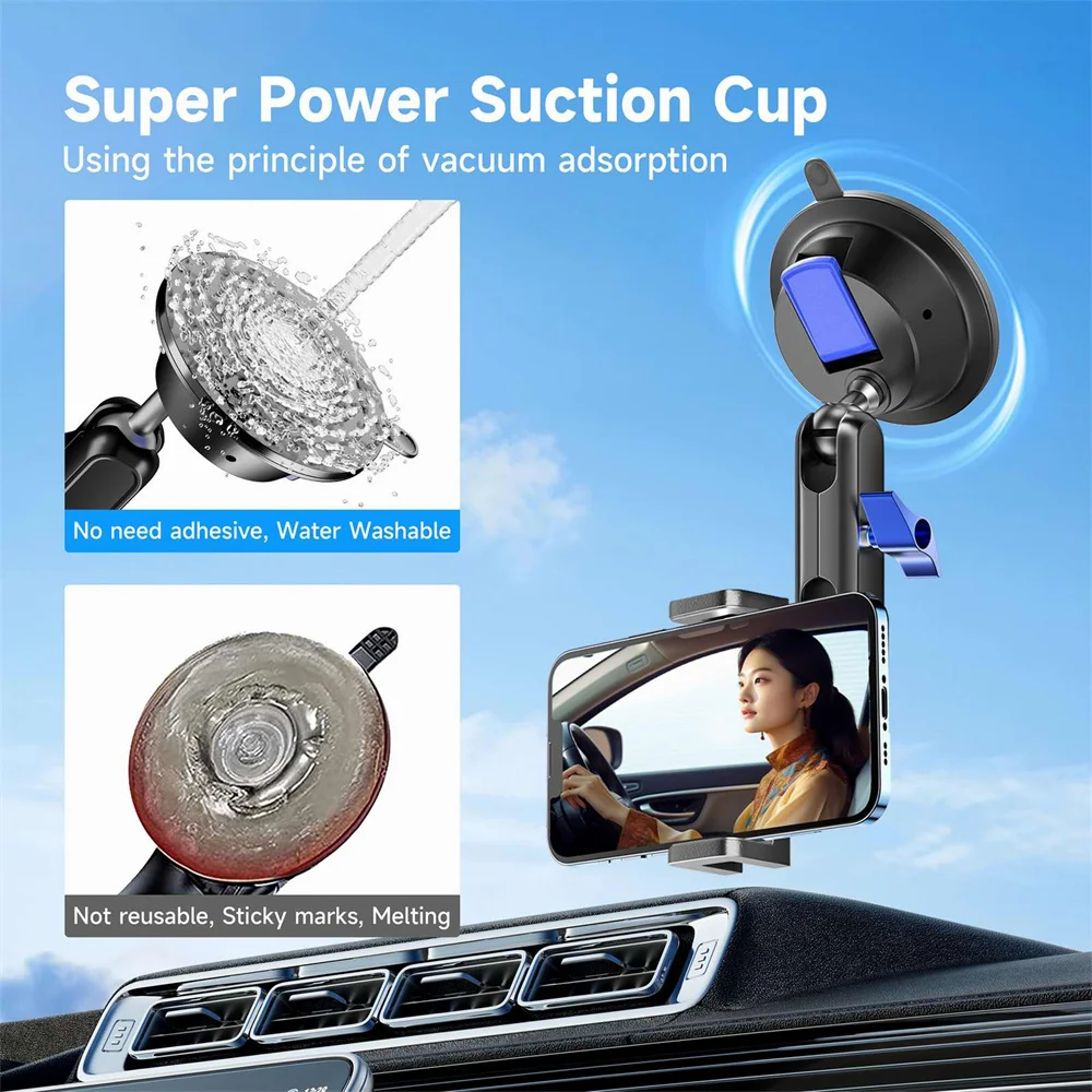 Soporte de teléfono para coche con cabeza de bola 360, brazo mágico con ventosa, soporte para teléfono de coche, soporte para móvil para iPhone, Xiaomi, Samsung y Huawei - imagen 3