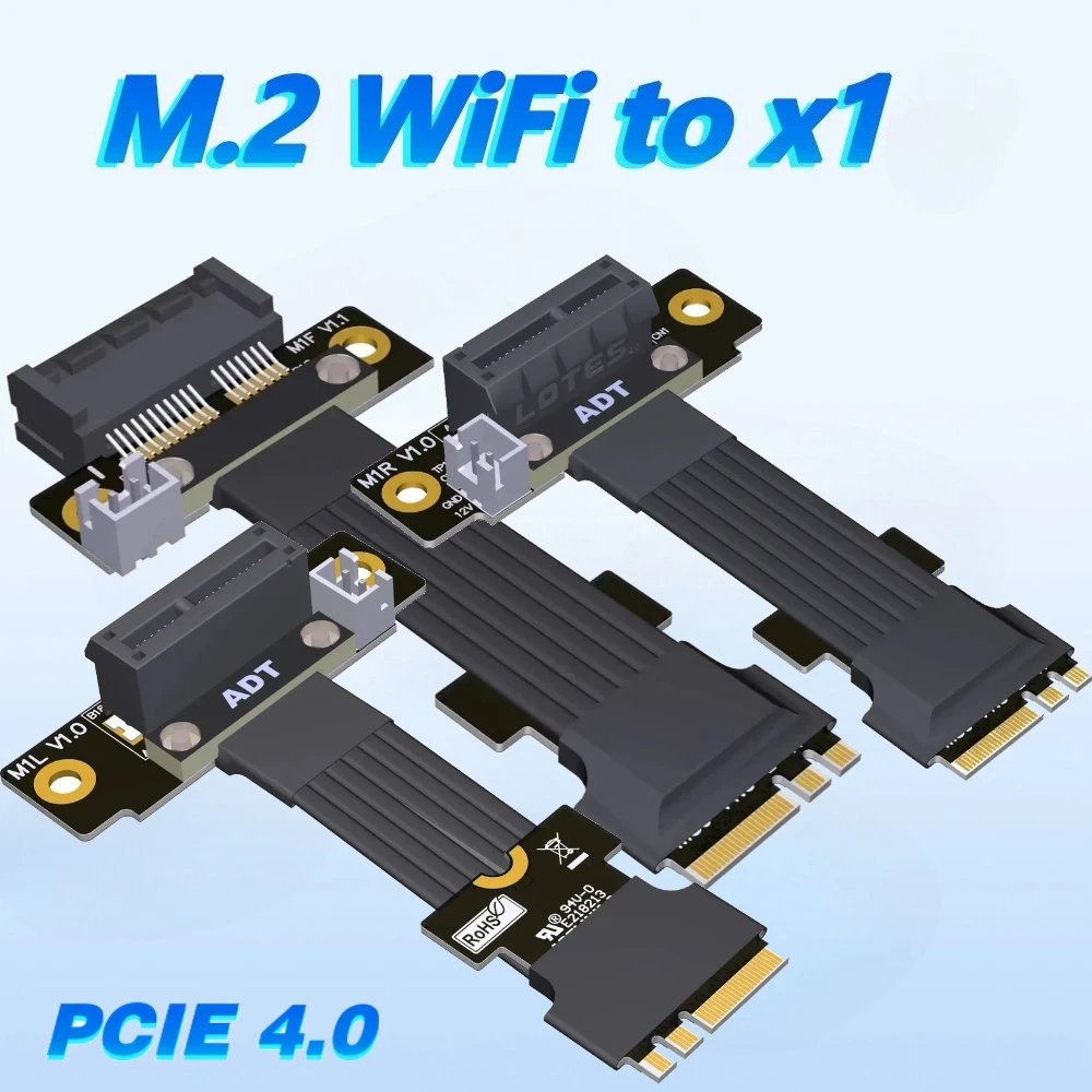 ADT-Link M.2 Llave A.E. Adaptador de Cable elevador WiFi NGFF a PCI-E 4,0 x1, tarjeta de Audio PCIe x1, tarjeta GPU LAN inalámbrica a extensor M.2 A.E - imagen 2
