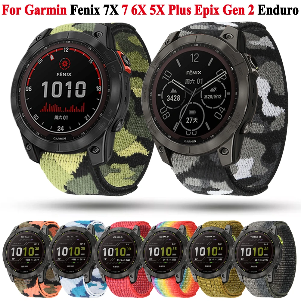 Correa de nailon de 22 y 26mm para reloj inteligente Garmin Fenix 7X, 7, 6X, 6 Pro, 5, 5X Plus, Epix Gen 2, Enduro 935 - imagen 2