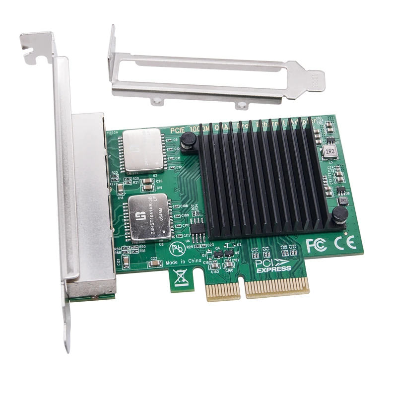 PCI Express X4 a Quad RJ45 NIC 10/100/1000Mb Gigabit Ethernet tarjeta Lan tarjeta de red de 4 puertos para PC de escritorio I350-T4V2 I350AM4 Chip