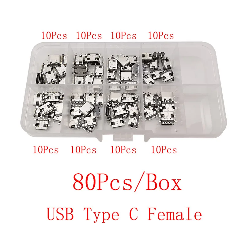 Puerto de carga hembra USB tipo C, conector tipo C de 2/6/16 pines, enchufe SMD PCB, soldadura DIY, reparación, adaptador de conector USB-C tipo C, 1 caja - imagen 3