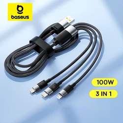 Baseus Cable carga rápida USB-C 100W 3 en 1 PD MacBook iPhone Samsung