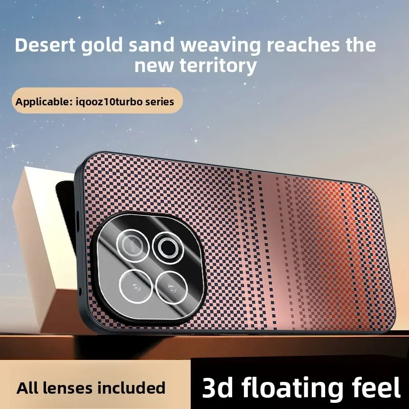 Funda a rayas Kevlar para VIVO IQOO Z10 Z9 Turbo Plus IQOO13, funda trasera de PC de lujo para lente IQOO Z10 Turbo Pro, protección completa - imagen 2