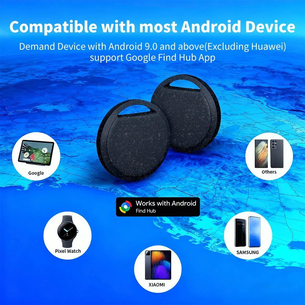 Localizador de bolsas de llaves de seguimiento lejano de posicionamiento ecológico, 1/4 Uds., para Android, Google Find Hub, etiqueta inteligente de voz para Pixel Vivo GMS - imagen 5