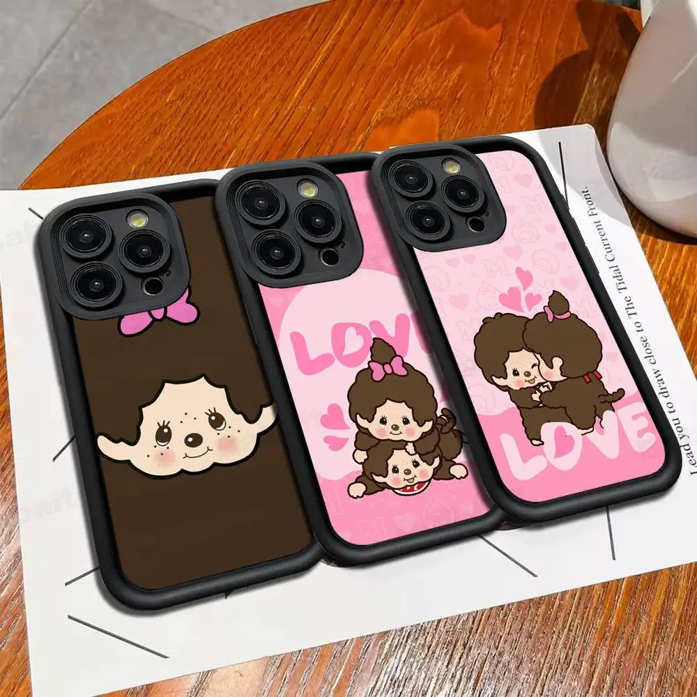 M-MonchhichiS funda de teléfono de silicona para iPhone 17 Air 17 16 15 14 13 12 11 Plus Pro Max cubierta suave a prueba de golpes