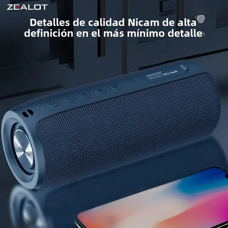 Zealot -S51 Altavoces inalámbricos, altavoz subwoofer portátil para exteriores, IPX 5, resistente al agua, emparejamiento dual, 1800 mAh - imagen 3