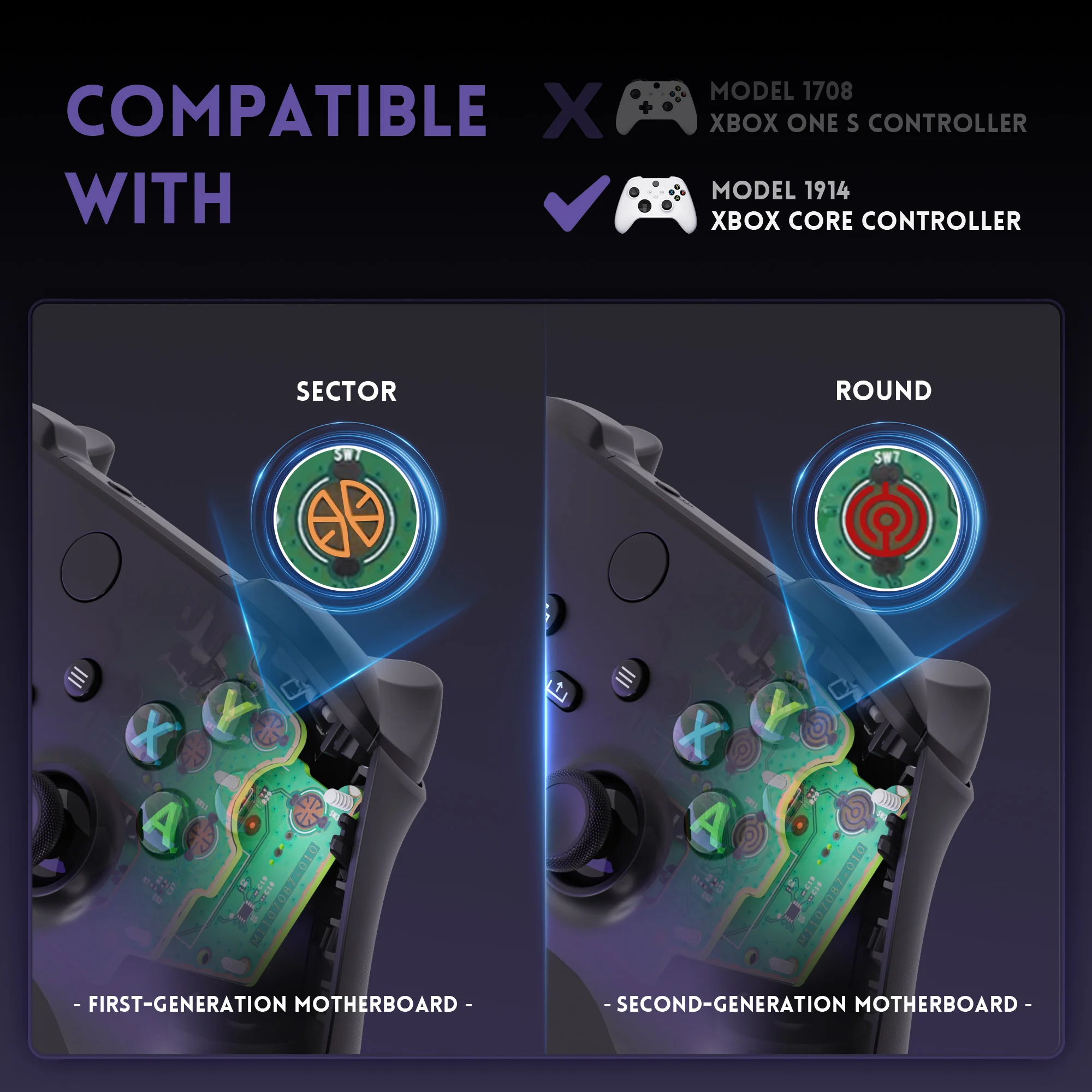 eXtremeRate Kit LED DTF V2 luminoso multicolor para controlador Xbox Series X/S modelo 1914, botones de palanca de mando D-pad - imagen 4