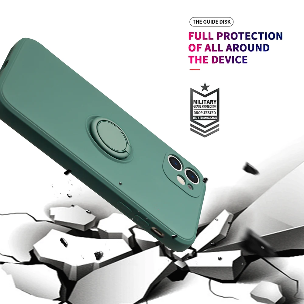 Soporte de anillo magnético a prueba de golpes, funda de teléfono de silicona mate para iPhone 15, 14 Pro Max, X, XS, XR, 7, 8 Plus, carcasa anticaída, protección de lente - imagen 5