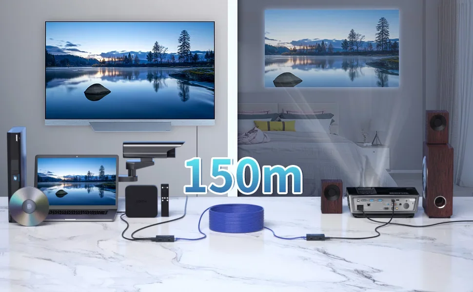 Extensor HDMI IP de 150M a través de RJ45 Ethernet Network Cat5e Cat 6 7 Cable a través de interruptor 1 transmisor A receptor múltiple para PS4 Laptop TV - imagen 4