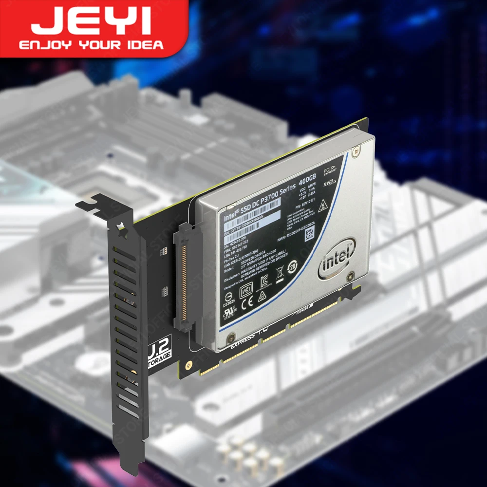 Adaptador JEYI U.2 a PCIe 4.0, tarjeta de expansión NVMe 2,5" U.2 (SFF-8639) SSD PCIe x4 x8 x16 - SSD U.2 - Unidad U.2 (PEX4SFF8639)