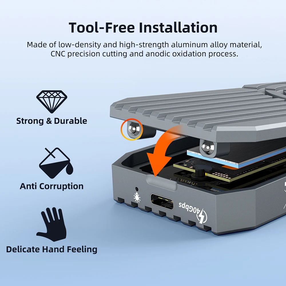 MAIWO-controlador duro externo M.2 NVMe SSD, carcasa M2 a tipo c 4,0, carcasa de unidad de estado sólido, 40gbps, Compatible con Thunderbolt 4/3 - imagen 5