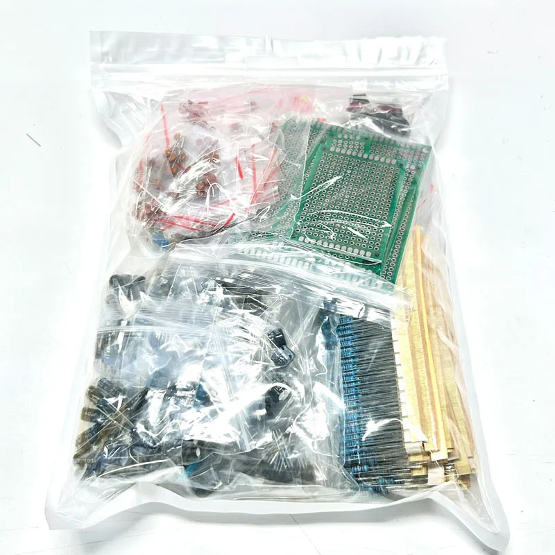 Kit de componentes electrónicos DIY, surtido de resistencias, potenciómetro DIP-IC LED, condensadores de triodo, diodos, bolsa/caja PCB, 1818 Uds. - imagen 3
