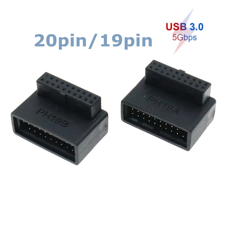 Placa base USB 3,0 19 pines/20 pines conector macho a hembra adaptador de dirección en ángulo de 90 grados para accesorios de computadora de escritorio - imagen 5