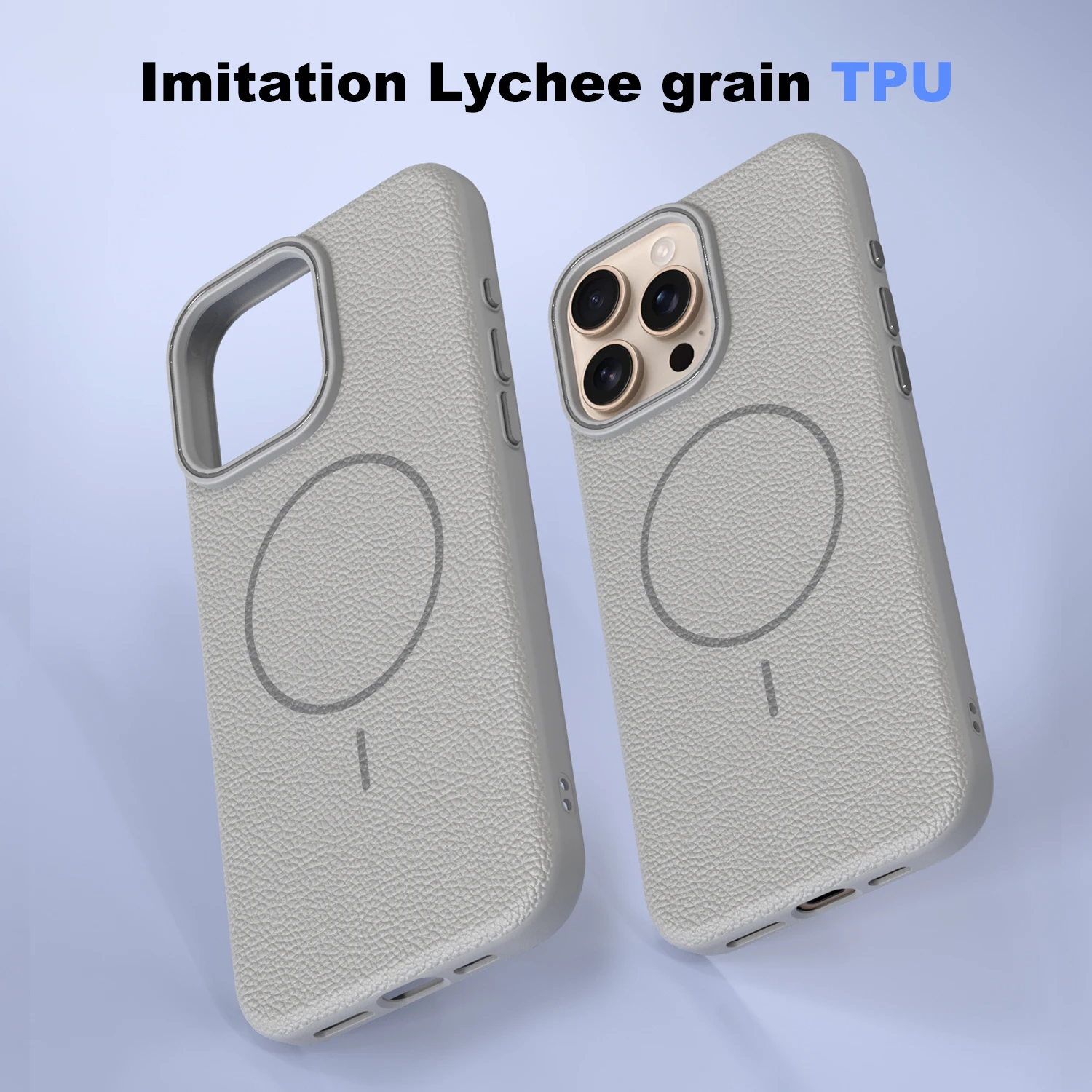 Funda de carga inalámbrica magnética Magsafe con textura de cuero Business Lichee para iPhone 16 14 15 13 12 11 Pro Max Plus, funda trasera suave - imagen 4