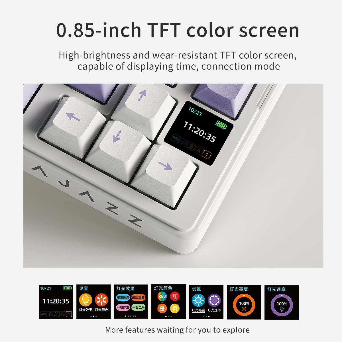 AKS075 75% Kit de teclado mecánico pantalla a Color de 0,85 pulgadas perilla de volumen Teclado mecánico inalámbrico teclado para juegos de tres modos - imagen 4