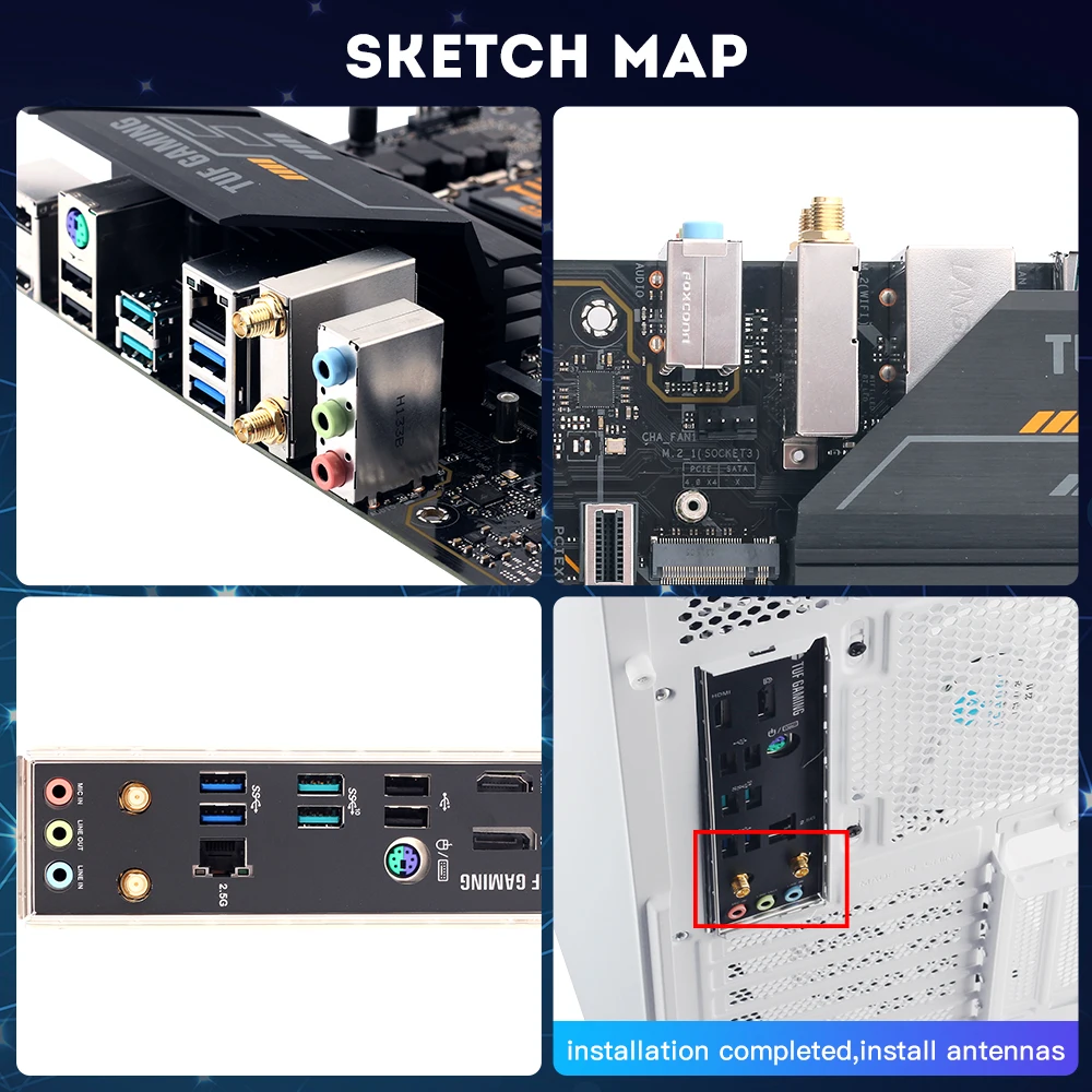 Intel AX210 ASUS WiFi Go adaptador de red WiFi 6E inalámbrico Bluetooth 5,3 5374Mbps tarjeta WiFi para Asus B550 X570 antena de alta ganancia - imagen 5