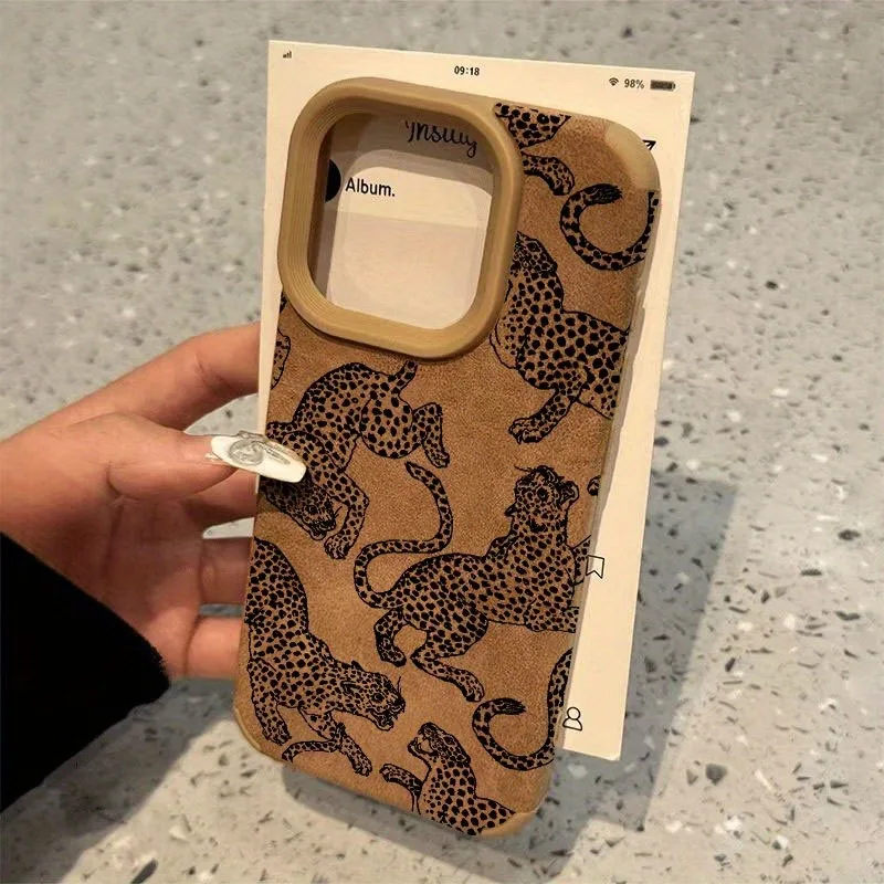 Funda de teléfono de cuero regenerado con patrón de leopardo vivo para iPhone 17 16 15 14 Pro Max 13 12 11 XS XR X 16 Plus cubierta de parachoques a prueba de golpes - imagen 2