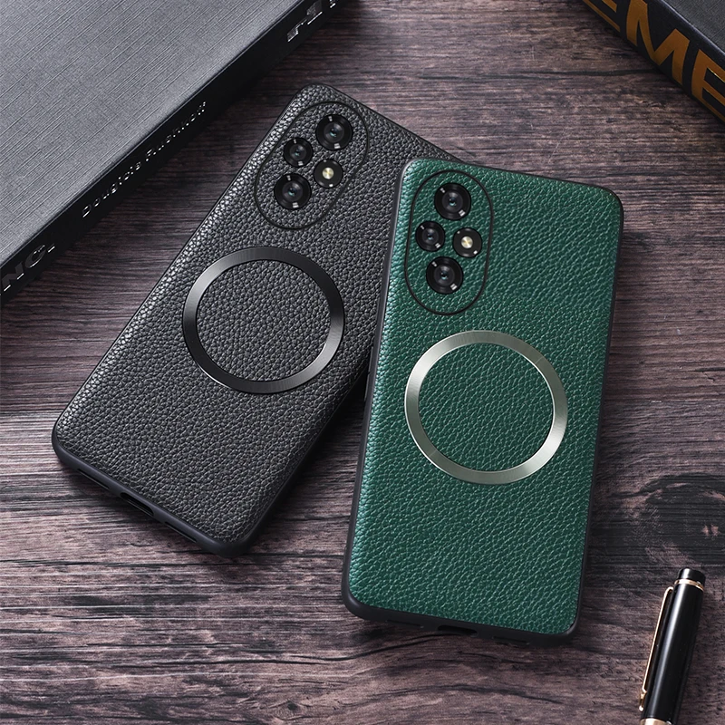 Magsafe-funda de carga inalámbrica para Honor 200 Pro Lite, carcasa dura de cuero PU A prueba de golpes, protección de cámara para Huawei Honor 200Pro - imagen 2