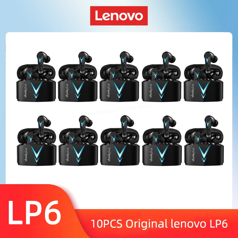 Lenovo-auriculares inalámbricos LP6 TWS originales, cascos con Bluetooth para juegos, estéreo, envolvente, cancelación de ruido, modo de reposo largo, 10 unidades, 5 unidades, 2 unidades - imagen 2