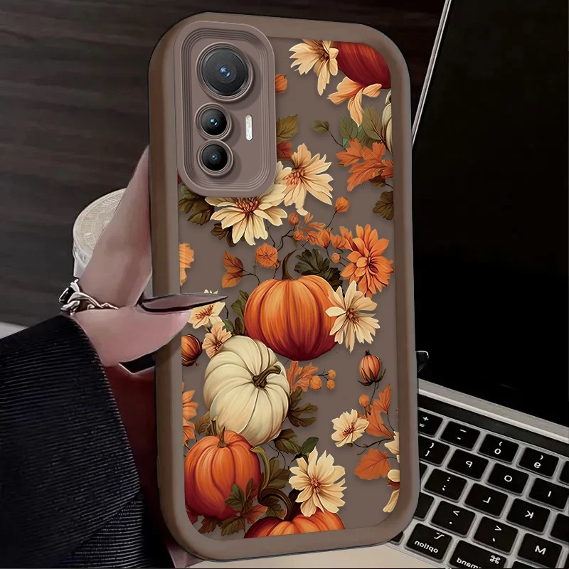 Funda con patrón de calabaza y flores para Xiaomi Poco X7 X6 X5 X3 NFC F7 F6 F5 F3 M7 M6 Pro 4G 5G Mi 12 11 Lite NE 5G 13T 12T 11T 14T Pro - imagen 5