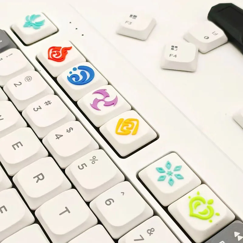 Genshin tapa de tecla de elemento de impacto para teclado mecánico, tapa de tecla de perfil bajo de cereza cruzada, tapa de tecla artesanal de resina personalizada - imagen 3