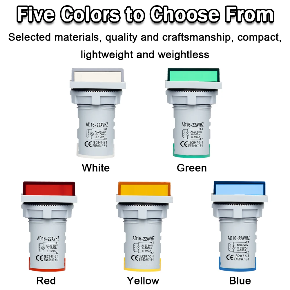 Voltímetro Digital LED cuadrado, amperímetro, medidor Hertz AC 20-500V, luces de señal, voltaje, corriente, frecuencia, medidor combinado, probador de indicador - imagen 5