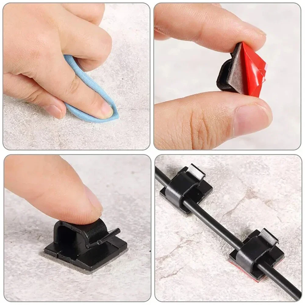 Clip de Cable autoadhesivo, organizador de cables, soporte Protector de cables para ratón, auriculares, almacenamiento de cables, Clip de gestión ordenado para escritorio, 20/40 Uds. - imagen 5