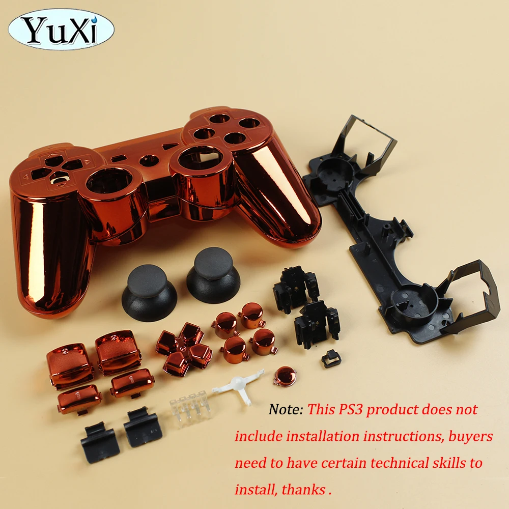 1 Juego para controlador inalámbrico PS3, carcasa para PlayStation 3, juego completo de botones, soporte de marco interior, reemplazo chapado en plástico - imagen 4