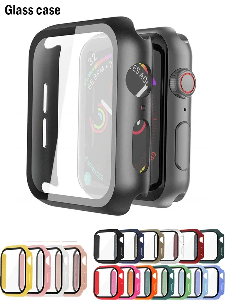 Vidrio templado y cubierta para funda de Apple Watch, película protectora de pantalla para IWatch Series 9, 8, 7, 6, 5 se, 45mm, 44mm, 40mm, 41mm, accesorios - imagen 2